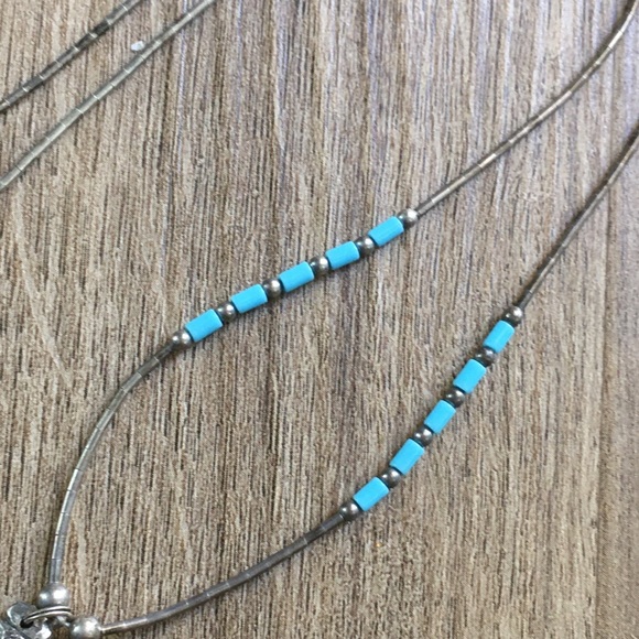 .925 Sterling Liquid Silver & Turquoise Necklace - Picture 3 of 8